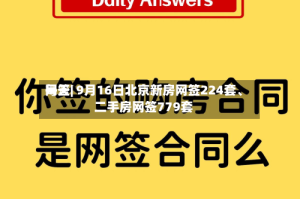 每天网签| 9月16日北京新房网签224套、二手房网签779套