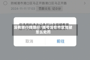 没有限行牌限行/限号没在市区驾驶怎么处罚