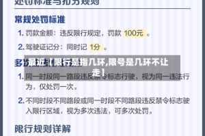 最近【限行是指几环,限号是几环不让走】