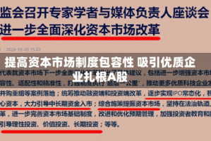提高资本市场制度包容性 吸引优质企业扎根A股