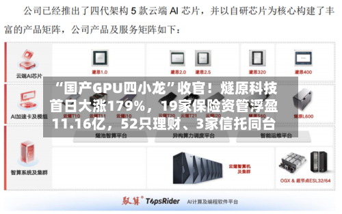 “国产GPU四小龙”收官！燧原科技首日大涨179%，19家保险资管浮盈11.16亿，52只理财、3家信托同台-第2张图片