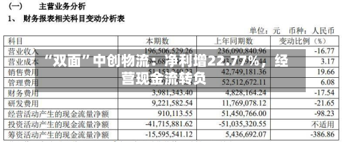 “双面”中创物流：净利增22.77%，经营现金流转负-第3张图片