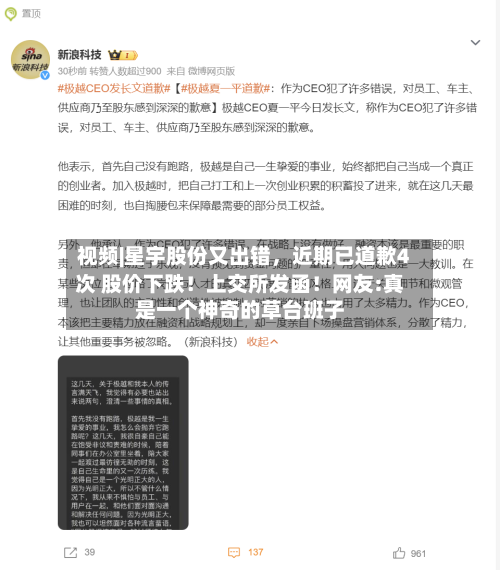 视频|星宇股份又出错，近期已道歉4次 股价下跌！上交所发函！网友:真是一个神奇的草台班子-第3张图片
