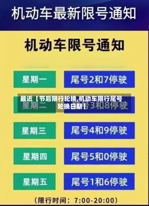 最近【节后限行轮换,机动车限行尾号轮换日期】-第2张图片