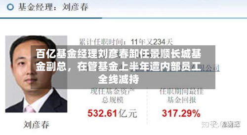 百亿基金经理刘彦春卸任景顺长城基金副总，在管基金上半年遭内部员工全线减持-第2张图片