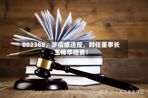 002388	，涉信披违规，时任董事长王伟华担责！-第1张图片